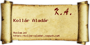 Kollár Aladár névjegykártya
